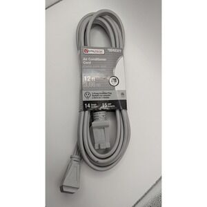 Utilitech 12ft Air Conditioner Extension Cord 14 Gauge 15 Amp Gray 0242377 NEW